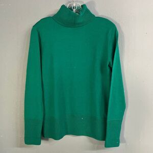 Orvis green turtle neck 100% wool sweater small 731